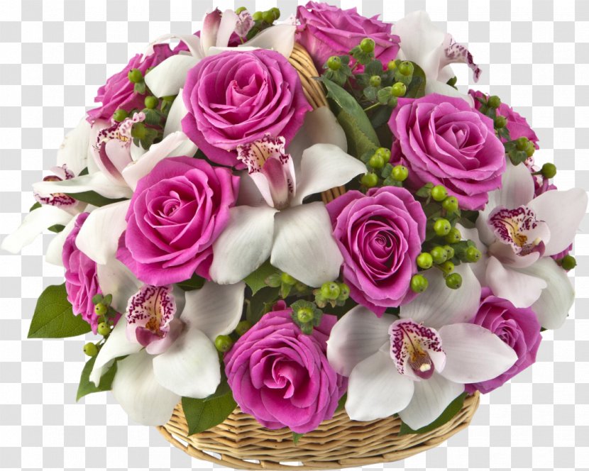 Flower Bouquet Cut Flowers Rose Basket - Floral Design - Boho Transparent PNG