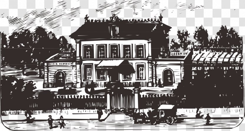 Black And White Palace Building - European Vector Atmospheric Villa Transparent PNG