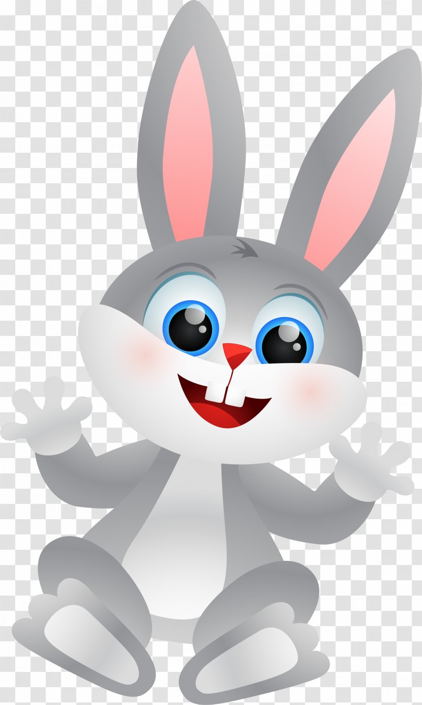 Easter Bunny Customs Clip Art - Egg - Hand Painted Gray Rabbit Transparent PNG