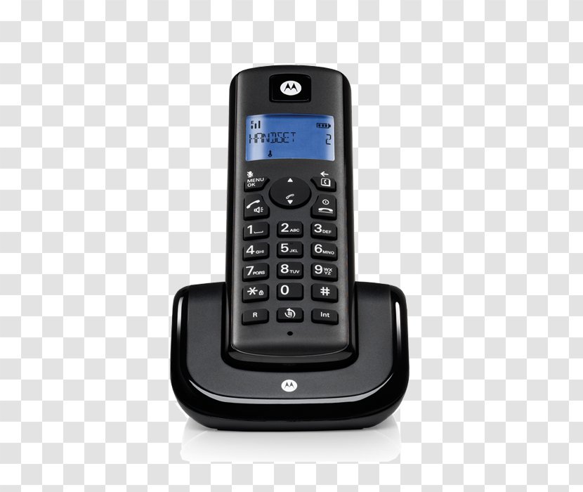 Digital Enhanced Cordless Telecommunications Telephone Motorola T202 Black Hardware/Electronic T212 - Feature Phone - Handsfree Transparent PNG