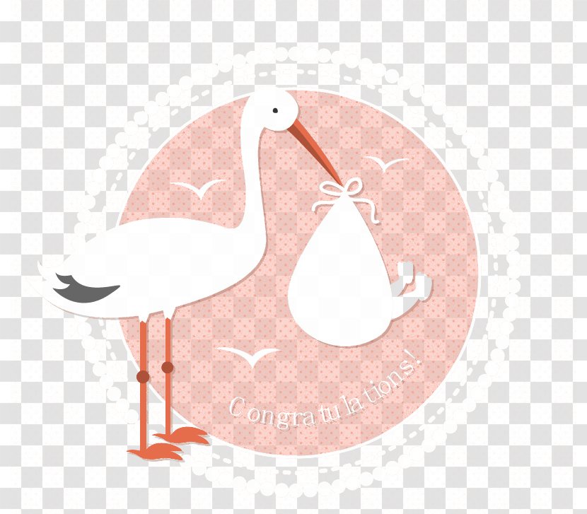White Stork Crane Euclidean Vector - Pink - Cute Transparent PNG
