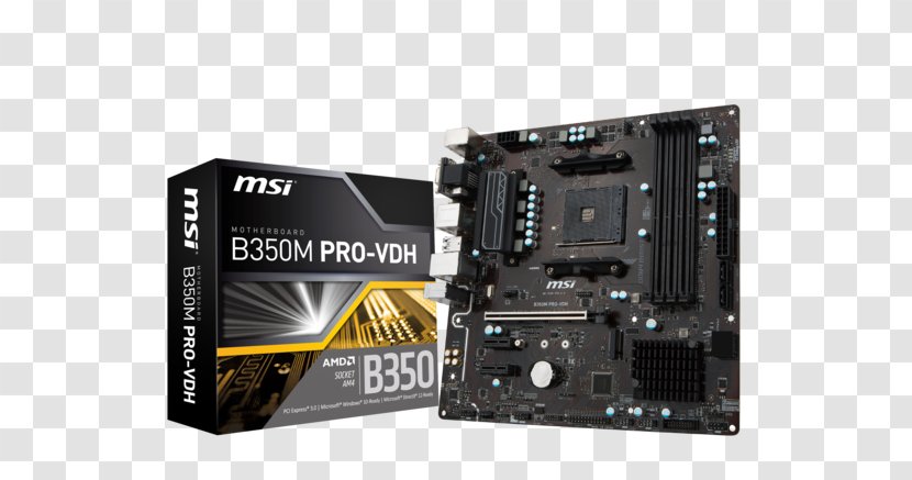 Socket AM4 MSI B350M PRO-VDH MicroATX Motherboard - Msi B350m Gaming Pro - Am4 Transparent PNG