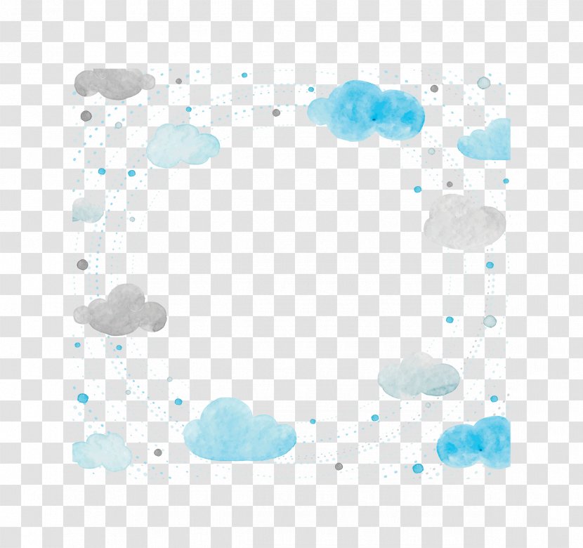 Blue Area Turquoise Pattern - Hand Painted Watercolor Clouds Transparent PNG
