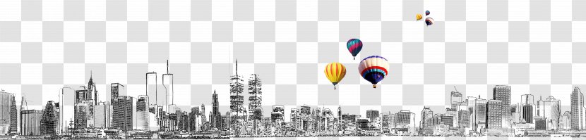 Drawing - Brand - Hand Painted Sketch City Skyscrapers Background Transparent PNG