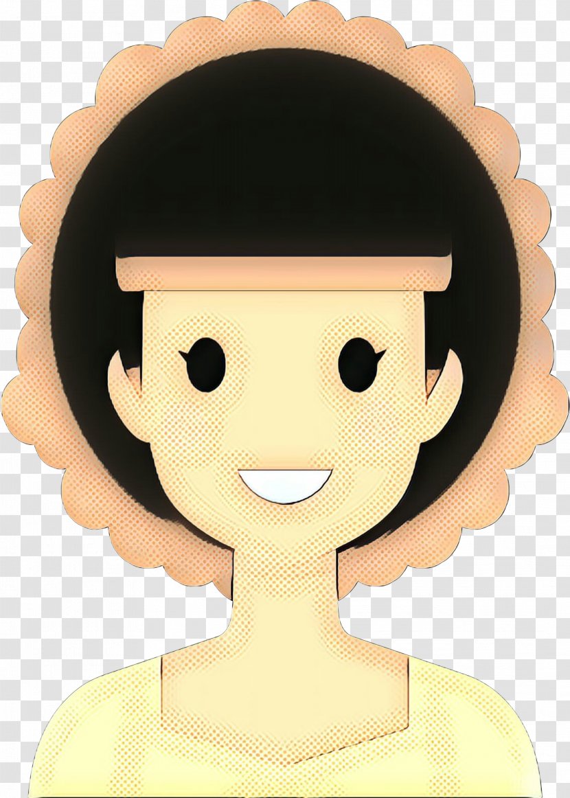 Cartoon Face Head Forehead Chin - Black Hair Animation Transparent PNG
