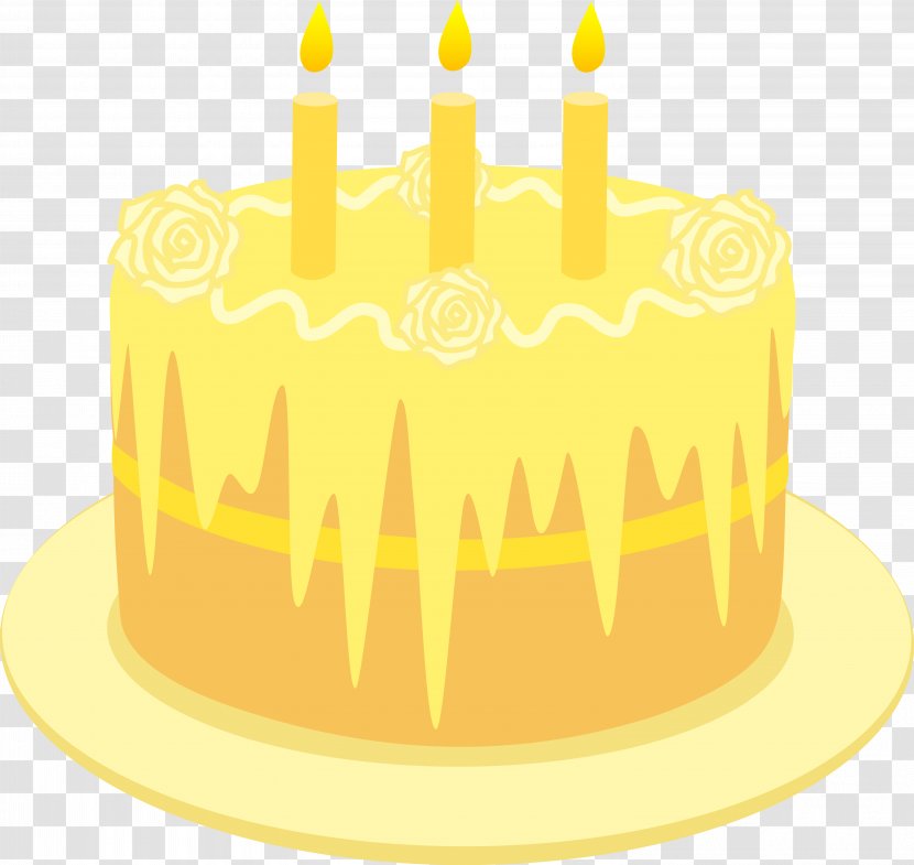 Birthday Cake Frosting & Icing Cream Chocolate Pound - Food - Yellow Candle Cliparts Transparent PNG