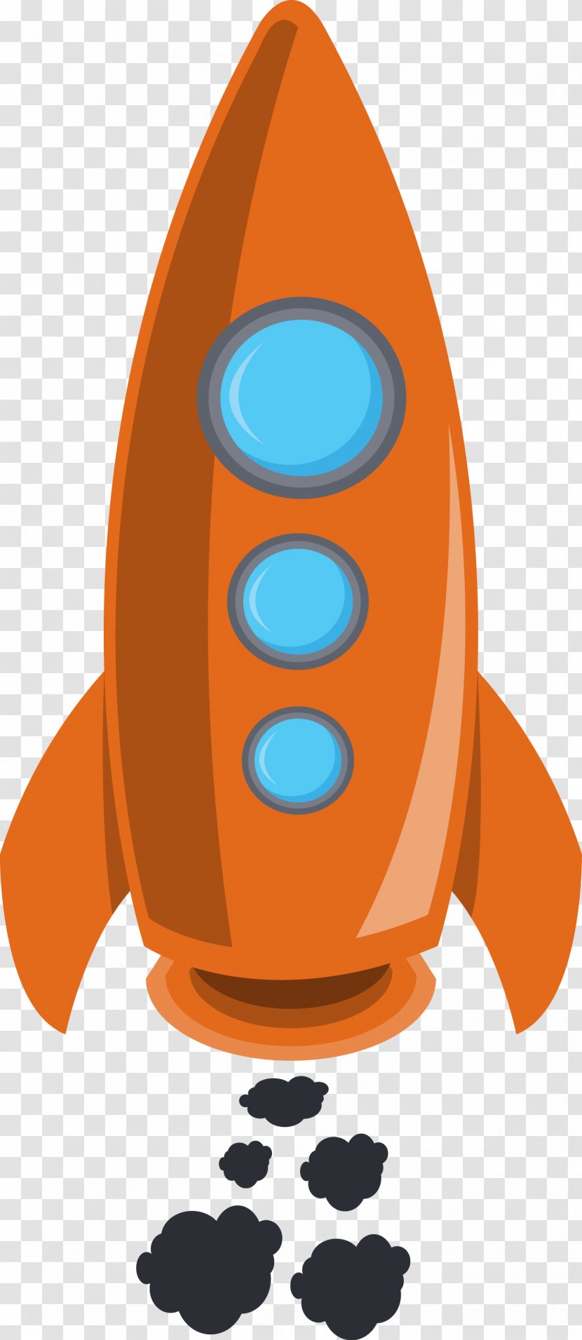 Rocket Illustration - Orange - Cartoon Vector Transparent PNG