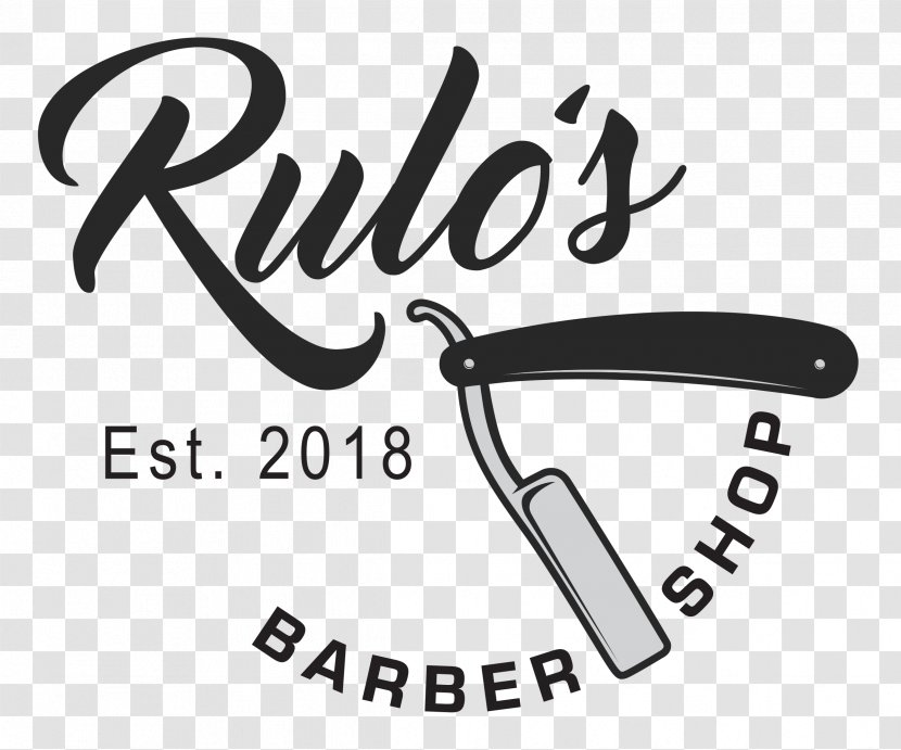 RULOS BARBERS Logo Brand Design - Black - Barber Pole Transparent PNG
