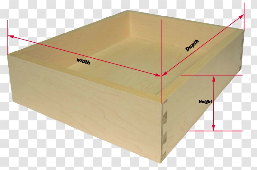 Box Drawer Measurement Length Kitchen Cabinet - Cardboard - Depths Transparent PNG