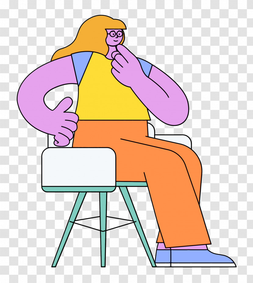 Cartoon Sitting Chair Table Text Transparent PNG