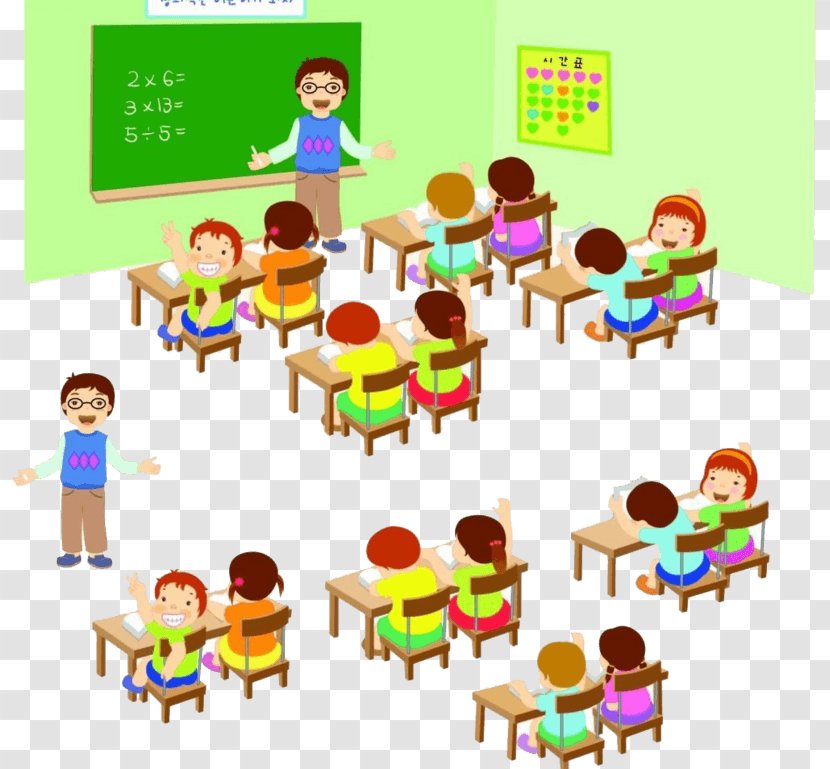 Lesson Illustration Student Child Teacher - Learning - Cartoon Empty Classroom Transparent PNG