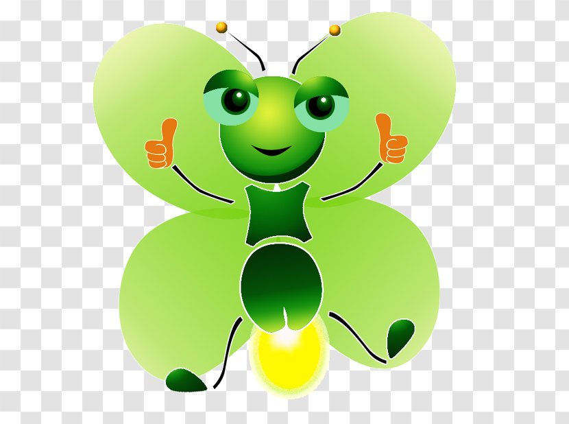 Butterfly Cartoon Light - Organism - Green Firefly Transparent PNG