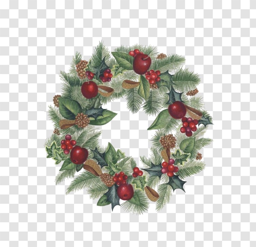 Christmas Ornament Wreath Garland Drawing - Dessin Animxe9 - Cartoon Painted Small Apple Leaves Transparent PNG