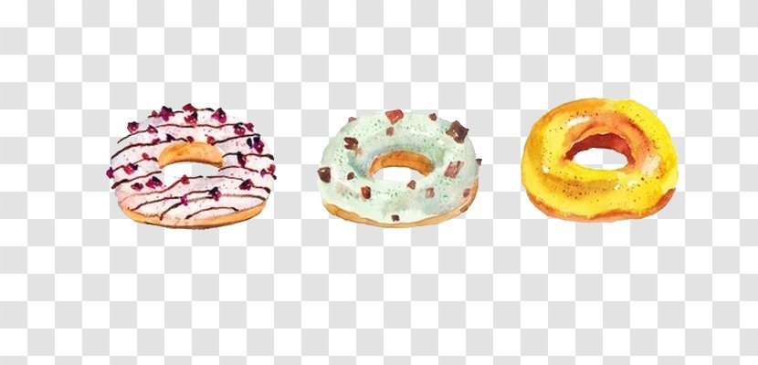 Doughnut Food Watercolor Painting Macaron Cream - Dessert - Cartoon Donut Transparent PNG