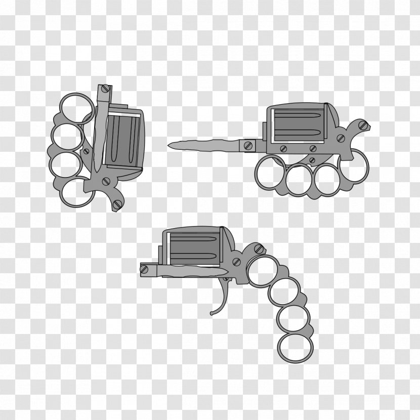 Knife Apache Revolver Apaches Brass Knuckles - Monochrome Transparent PNG