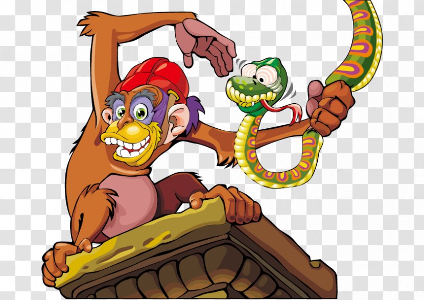 Ape Monkey Chimpanzee Clip Art - Vector Snake Transparent PNG