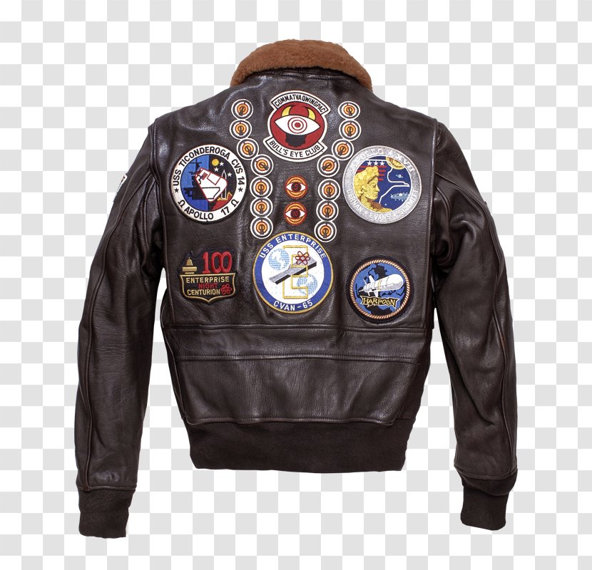 Leather Jacket United States Navy Flight - Back Transparent PNG