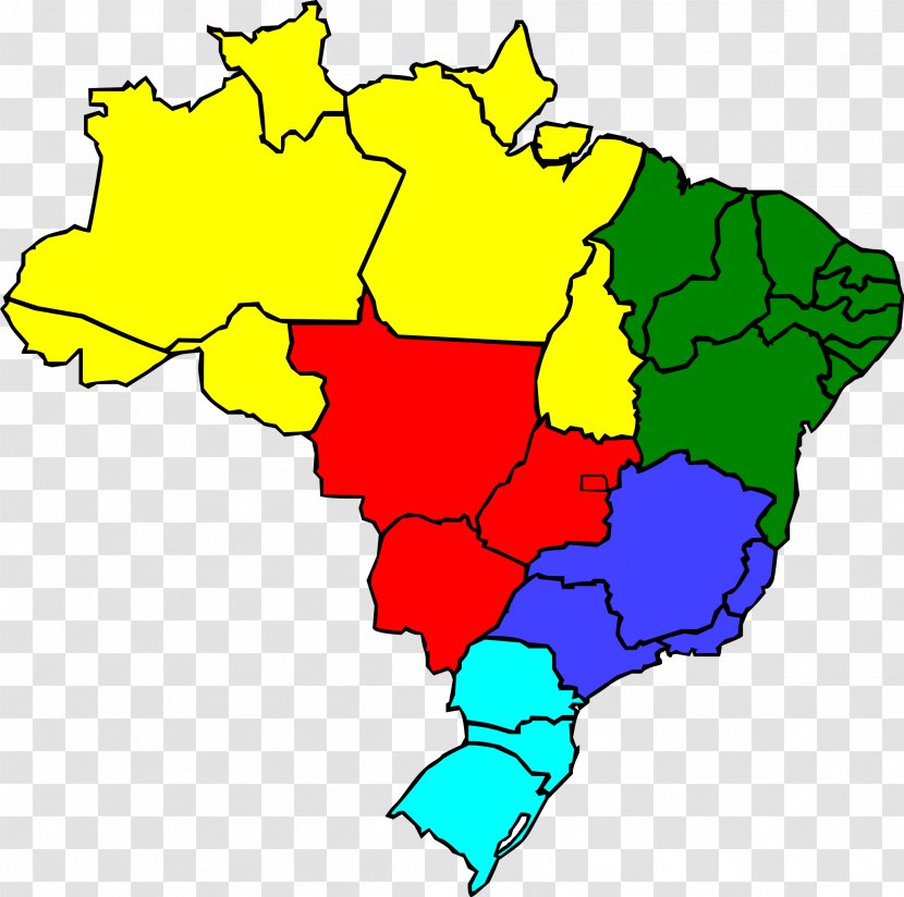 Regions Of Brazil World Map Flag - Vector - Colorful North View Transparent PNG