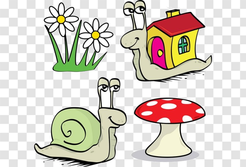 Royalty-free Stock Illustration - Drawing - Cartoon Snail Flowers Transparent PNG