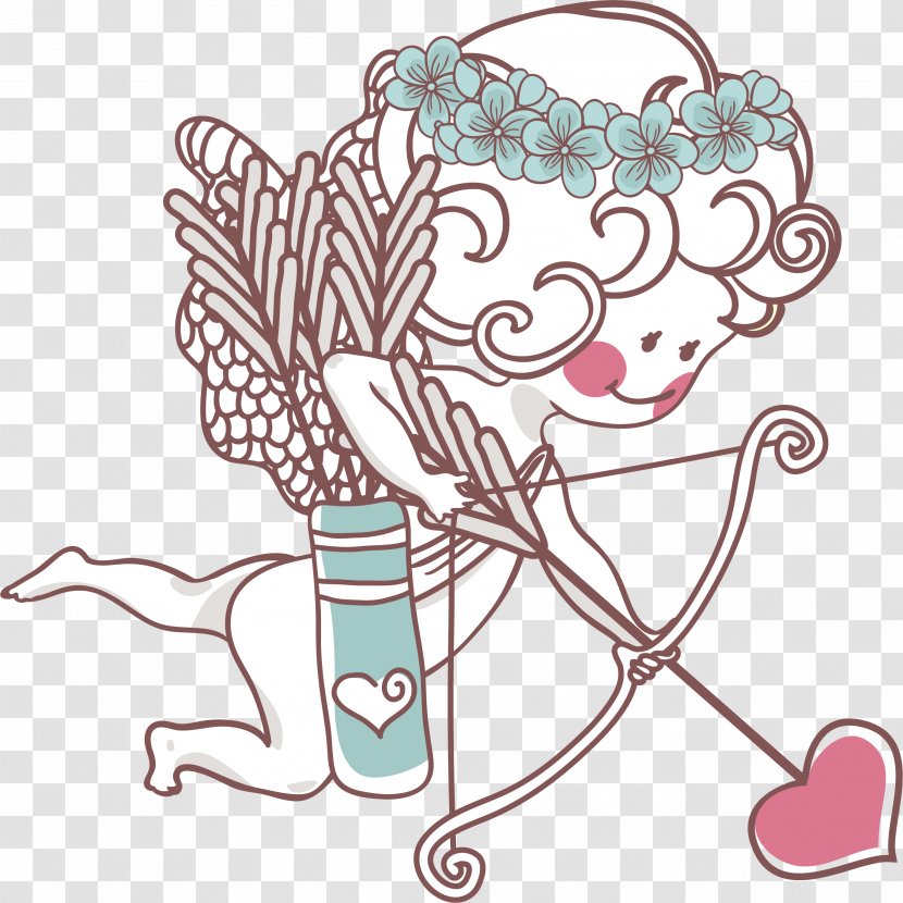 Valentines Day Cartoon Illustration - Valentine's Cupid Female Vector Material Transparent PNG