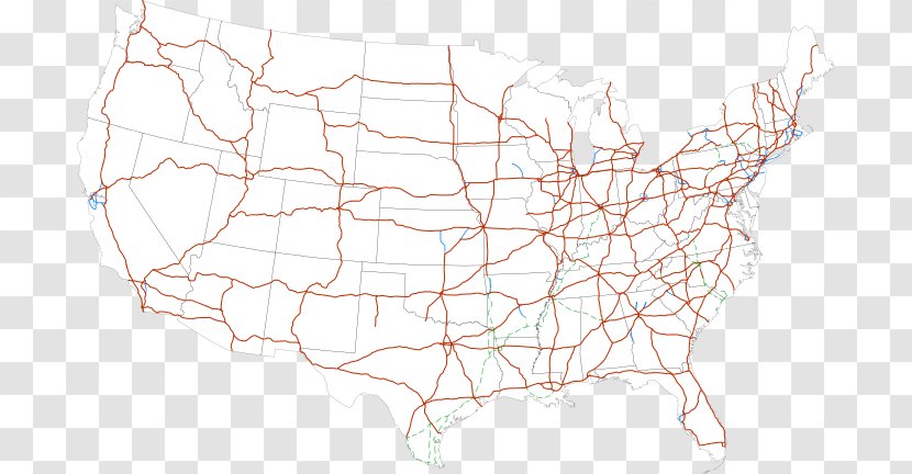 US Interstate Highway System Controlled-access Road Map - Systems By Country Transparent PNG