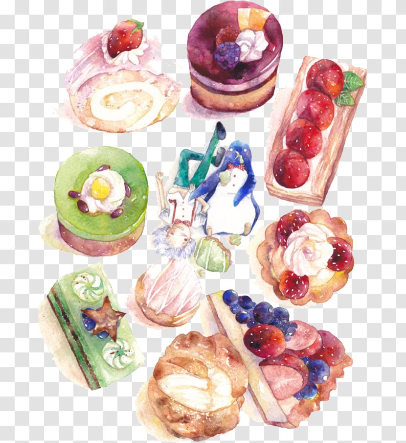 Drawing Watercolor Painting Food Illustration - Cake Transparent PNG