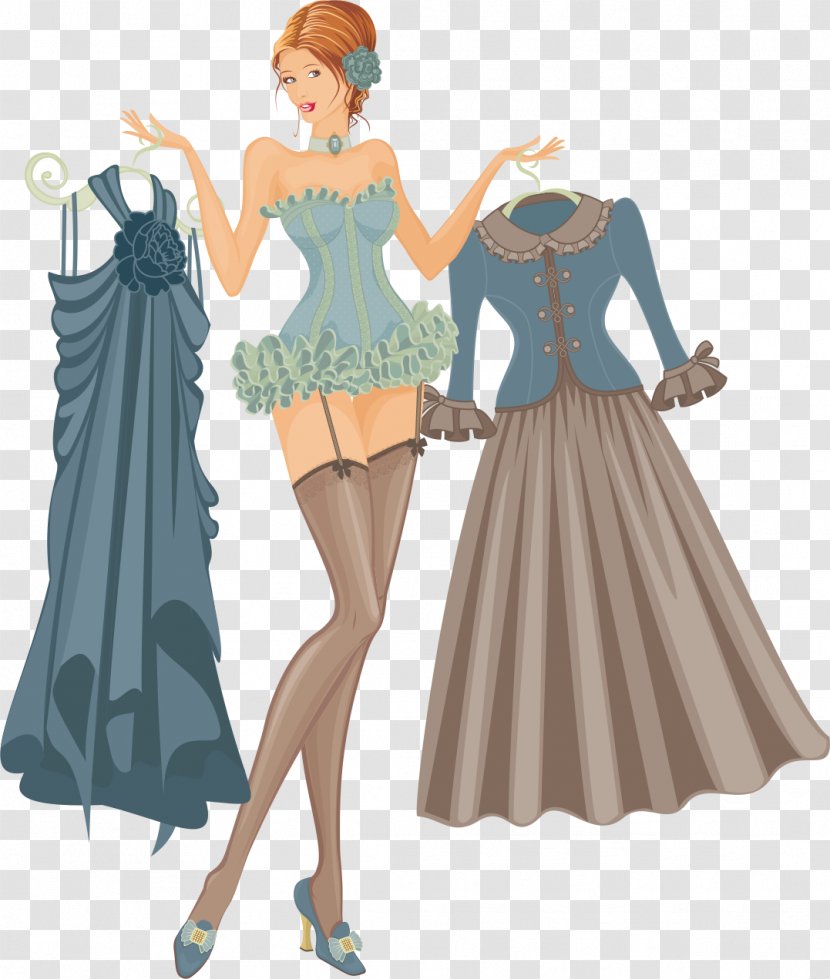 Clothing Dress Formal Wear Designer - Frame - Woman Trying On Clothes Transparent PNG