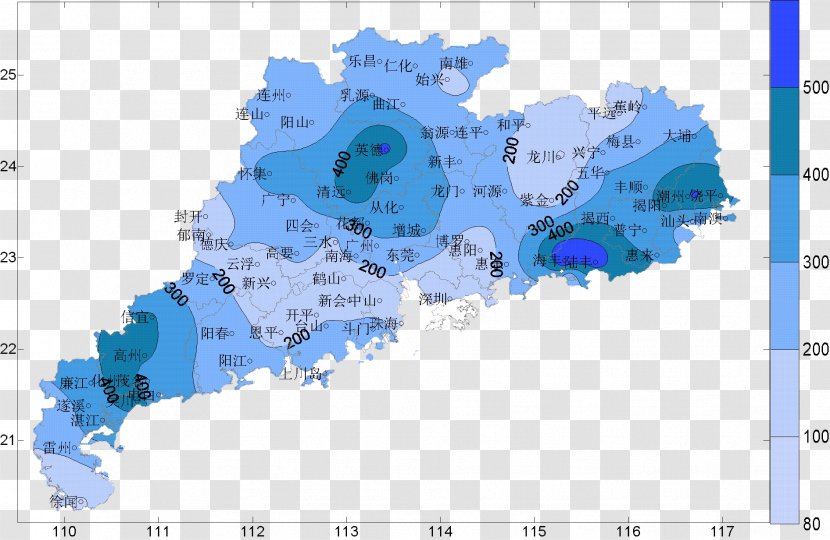 Xinhui District Guangzhou Meizhou Zhuhai Yangjiang - World - Guangdong Blue Weather Map Transparent PNG