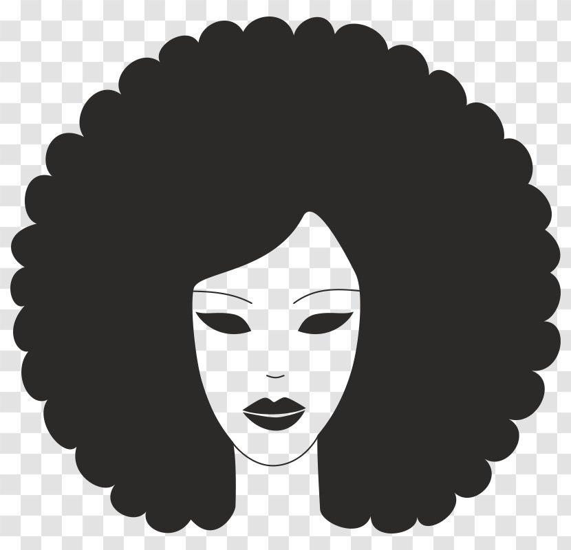 Afro Hairstyle Clip Art - Monochrome - Cheek Transparent PNG