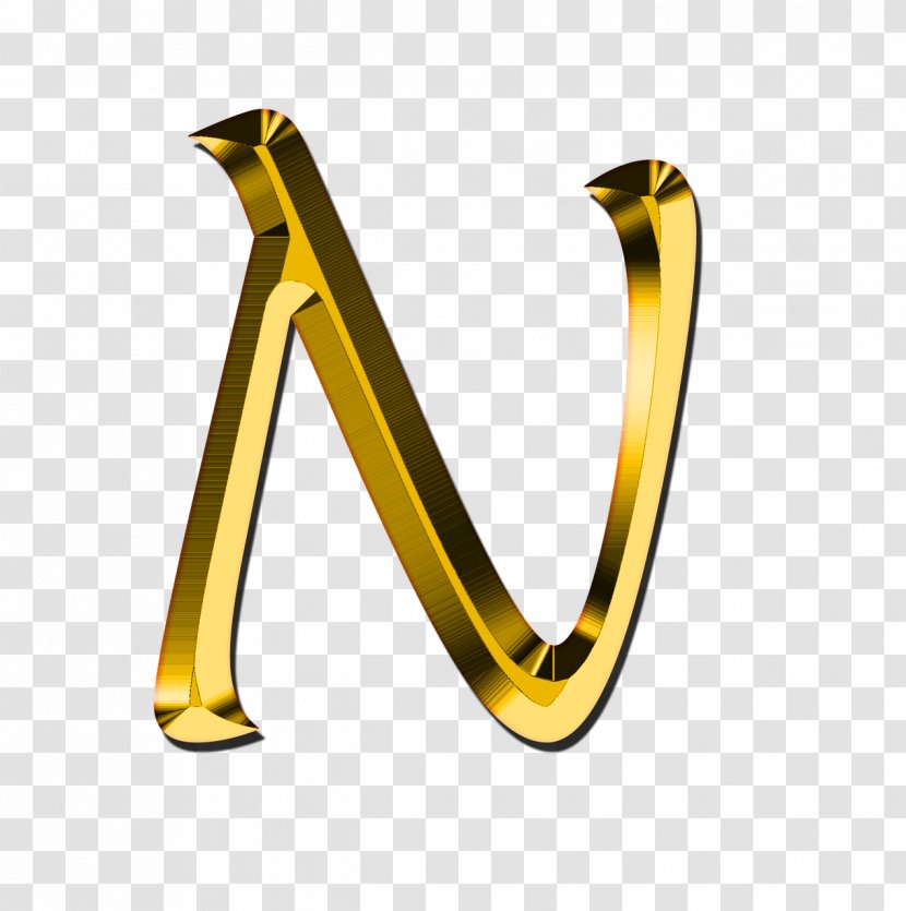 Letter Solitaire N Alphabet Clip Art - Brass Transparent PNG