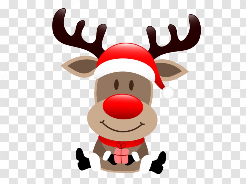 Rudolph Santa Claus's Reindeer Christmas - Deer - Vector Cartoon Transparent PNG
