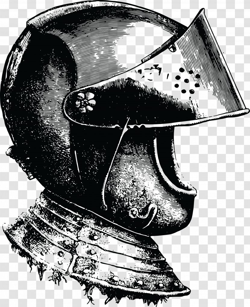 Knight Helmet Clip Art - Monochrome Transparent PNG