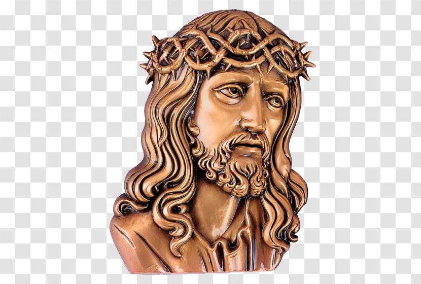 Jesus Headstone Crucifix Bronze Memorial - Carving - ROSTRO DE JESUS Transparent PNG