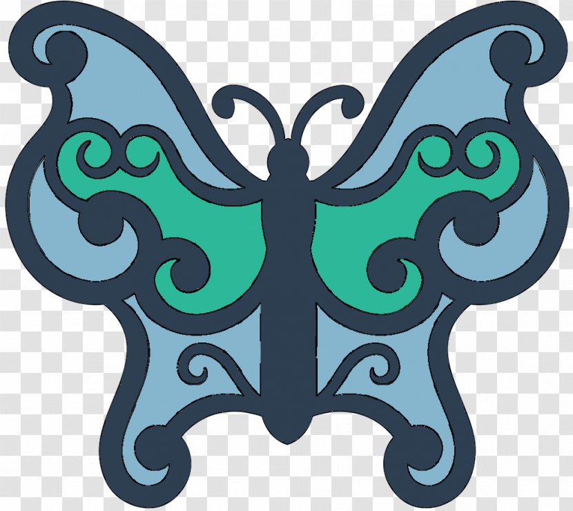 M. Butterfly Pattern Symmetry Font - Iron - Teal Transparent PNG