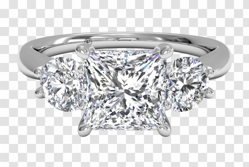 Princess Cut Engagement Ring Diamond Prong Setting - Body Jewelry Transparent PNG