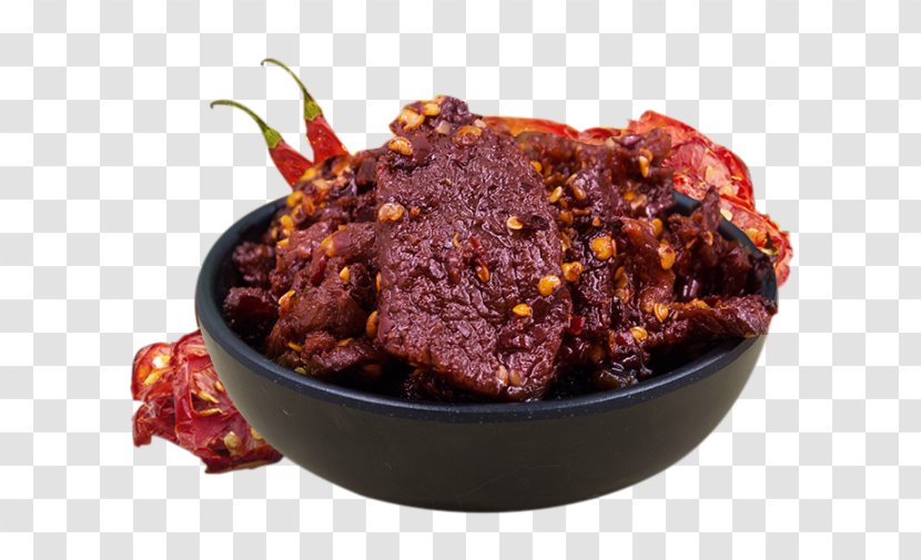 Jerky Short Ribs Rendang Beef - Food - Bowl Of Spicy Strips Transparent PNG