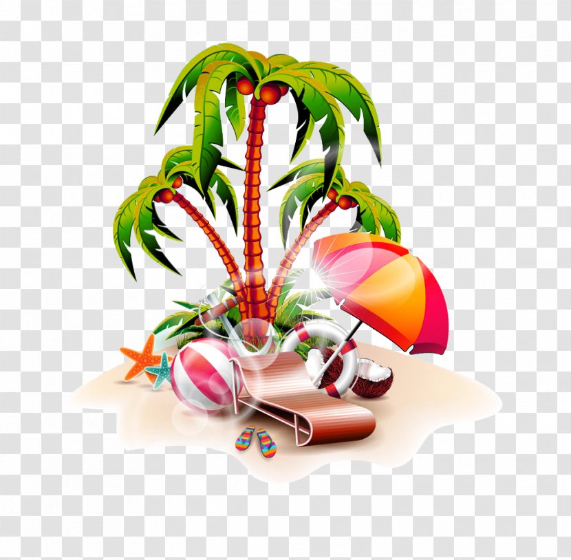 Island Illustration - Royaltyfree - Palm Beach Volleyball Picture Material Transparent PNG