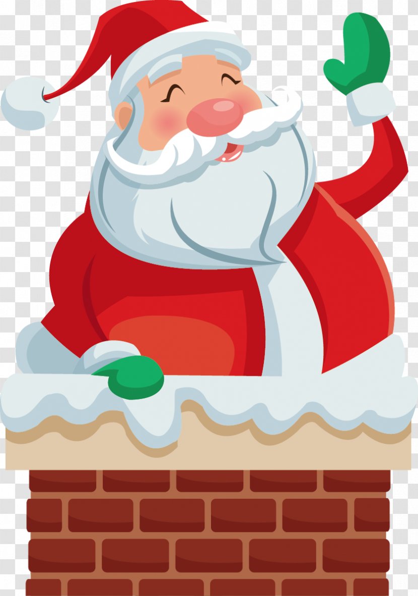 Santa Claus Christmas Chimney - Gift - Lovely Vector Transparent PNG