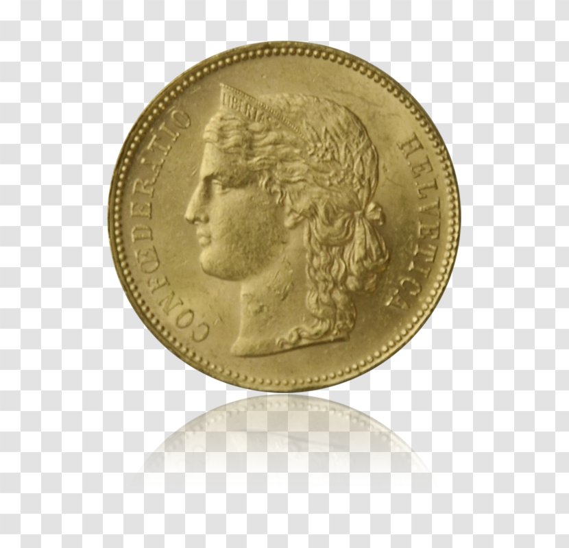 Gold Coin Swiss Franc Helvetia - Vreneli Transparent PNG