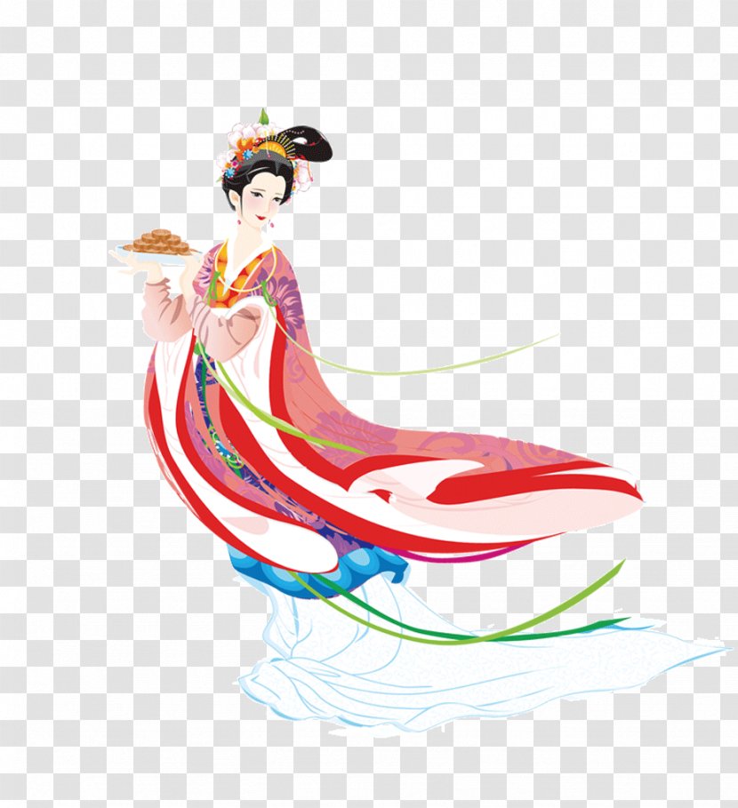 Mooncake Mid-Autumn Festival Chang'e Hou Yi 嫦娥奔月 - Woman - Chinese Moon Transparent PNG