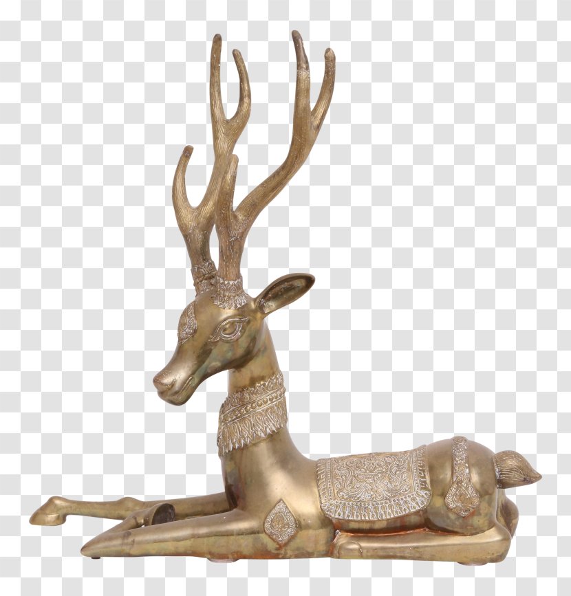 Deer Figurine Bed Statue Brass Transparent PNG
