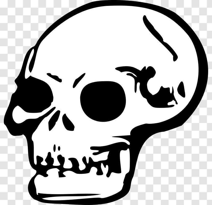 Death Skull Clip Art - Black And White - Cartoon Pictures Transparent PNG