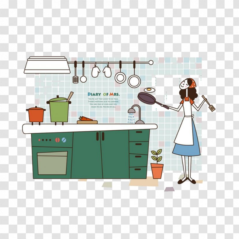 Vector Graphics Cartoon Cooking Kitchen Housewife - Homemaker Transparent PNG