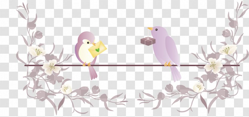 Bird Floral Design - Cartoon - Happy Birds Transparent PNG