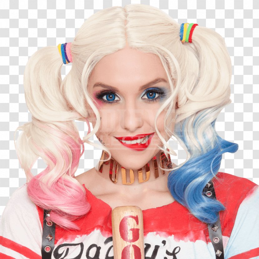 Harley Quinn Lace Wig Cosplay Costume - Human Hair Color Transparent PNG