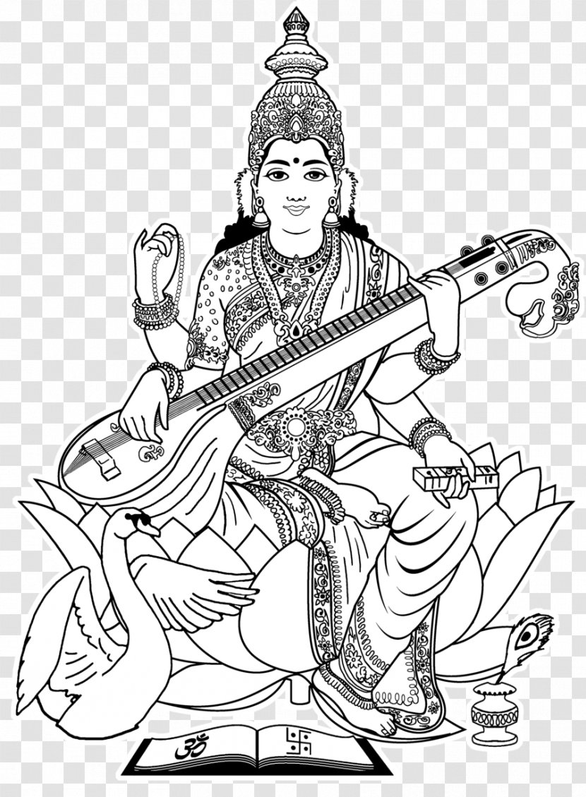 Shiva Ganesha Saraswati Drawing Coloring Book - Basant Panchami - Sarawati Transparent PNG