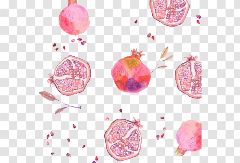 Fruit Printmaking Painting Pomegranate Illustration - Decorative Background Material Transparent PNG