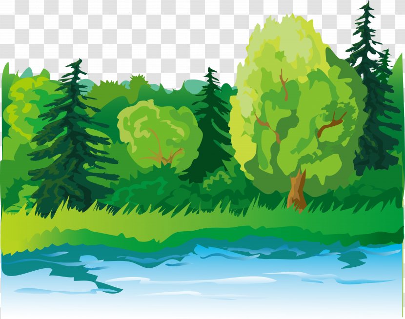 Cartoon Illustration - Poster - Trees Lake Transparent PNG