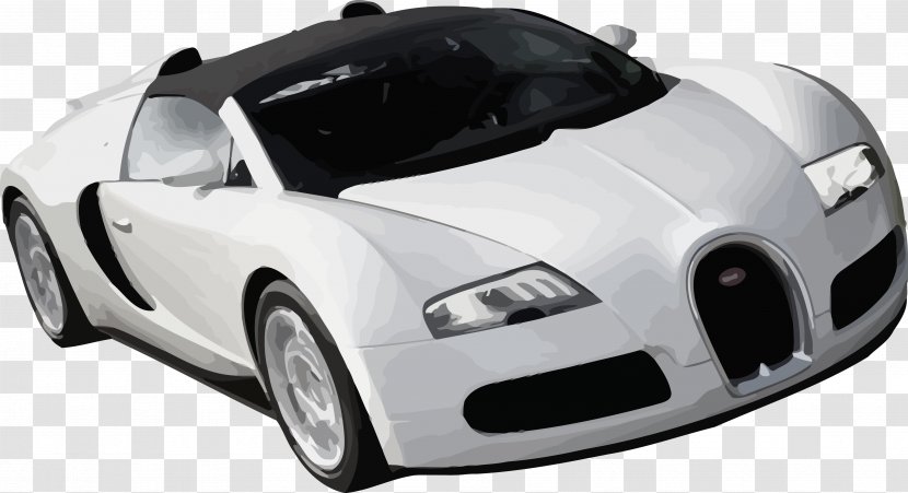 Sports Car Bugatti Veyron Automobiles Luxury Vehicle - Supercar - Silver Roadster Transparent PNG