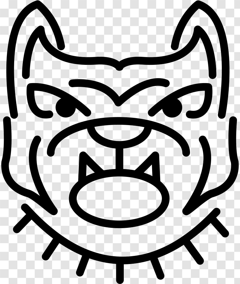 Bulldog Clip Art - White - Face Outline Transparent PNG